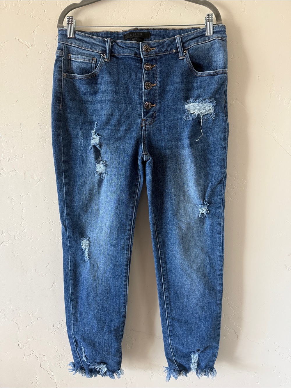 Women’s Mid-Rise Distressed Ankle Jeans - Blue
